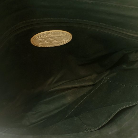 Fossil Womens Black White Leather Flap Pockets Zip Around Crossbody Bag - Picture 9 of 14